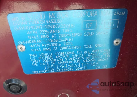 2006 Suzuki Grand Vitara Premium from USA, damaged, VIN JS3TD943464101183